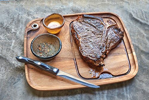 Ironwood Gourmet Fort Worth Steak Plate with Juice Channel, Acacia Wood 13 x 11 x 0.75 -inches, Brown - Image 3