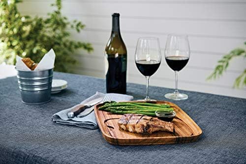 Ironwood Gourmet Fort Worth Steak Plate with Juice Channel, Acacia Wood 13 x 11 x 0.75 -inches, Brown - Image 5