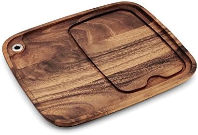 Ironwood Gourmet Fort Worth Steak Plate with Juice Channel, Acacia Wood 13 x 11 x 0.75 -inches, Brown - Image 8