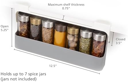 Joseph Joseph Spice Rack Organizer - Under-Shelf Kitchen Cabinet Storage Solution for Spices, Grey - Image 4