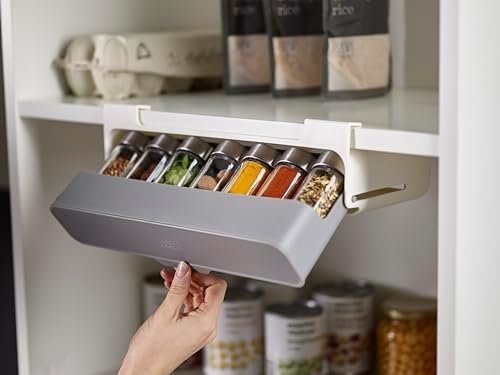 Joseph Joseph Spice Rack Organizer - Under-Shelf Kitchen Cabinet Storage Solution for Spices, Grey - Image 5