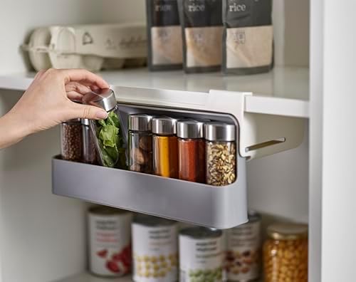 Joseph Joseph Spice Rack Organizer - Under-Shelf Kitchen Cabinet Storage Solution for Spices, Grey - Image 6